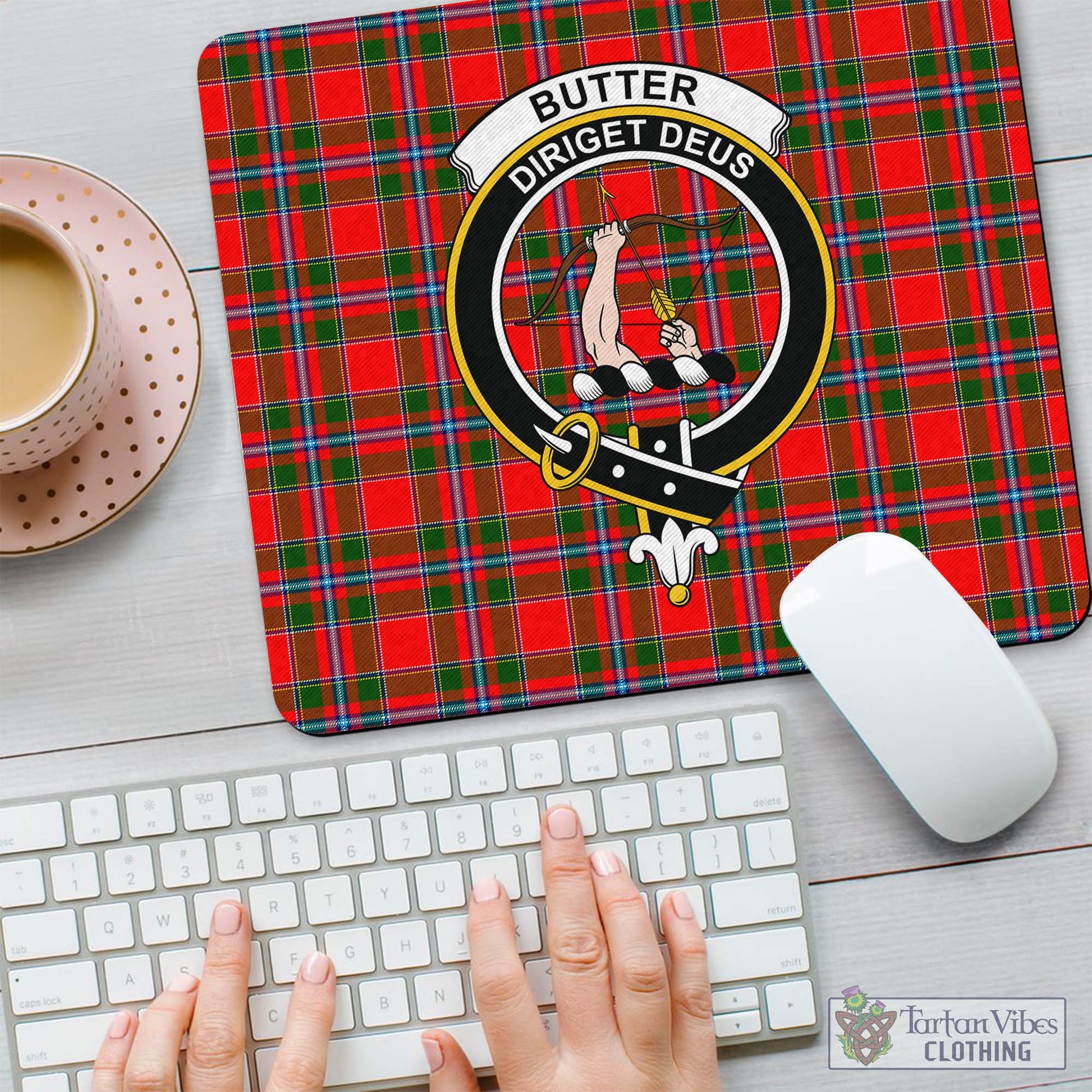 Tartan Vibes Clothing Butter Tartan Mouse Pad with Family Crest