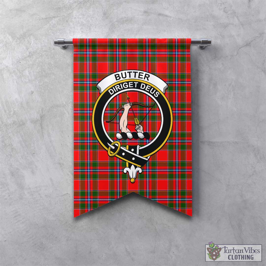 Tartan Vibes Clothing Butter Tartan Gonfalon, Tartan Banner with Family Crest