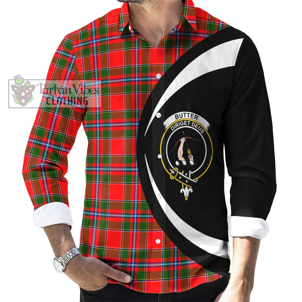 Butter Tartan Long Sleeve Button Up with Family Crest Circle Style - Tartan Vibes Clothing