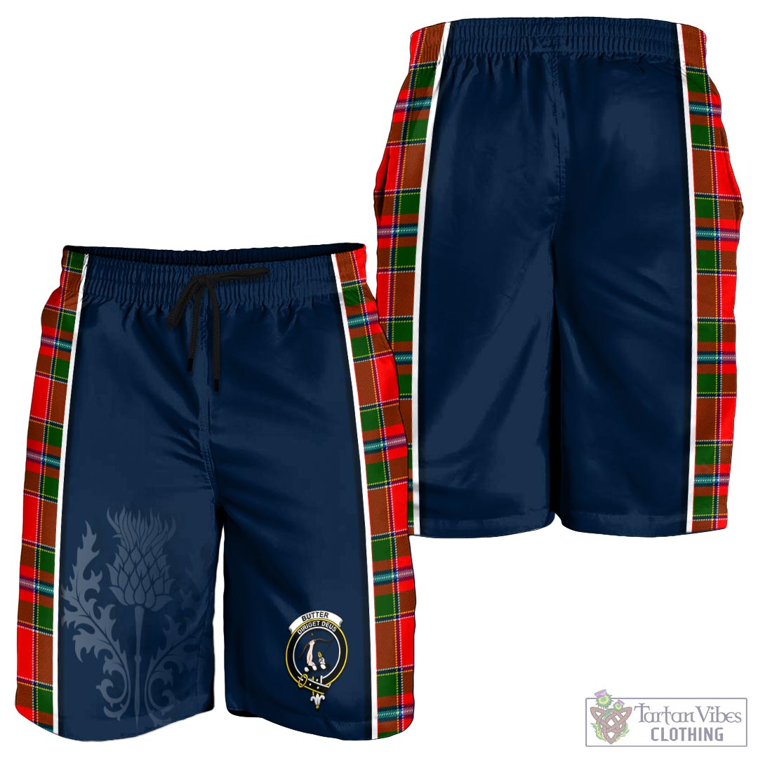Tartan Vibes Clothing Butter Tartan Men's Shorts with Family Crest and Scottish Thistle Vibes Sport Style