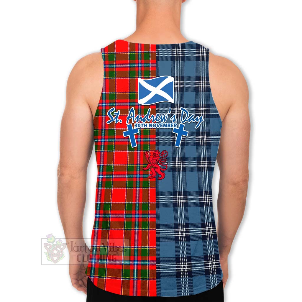 Butter Tartan Men's Tank Top Happy St. Andrew's Day Half Tartan Style - Tartan Vibes Clothing