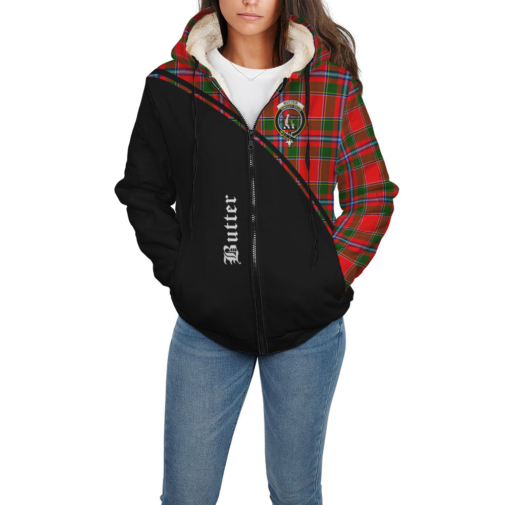 Butter Tartan Sherpa Hoodie with Family Crest Curve Style