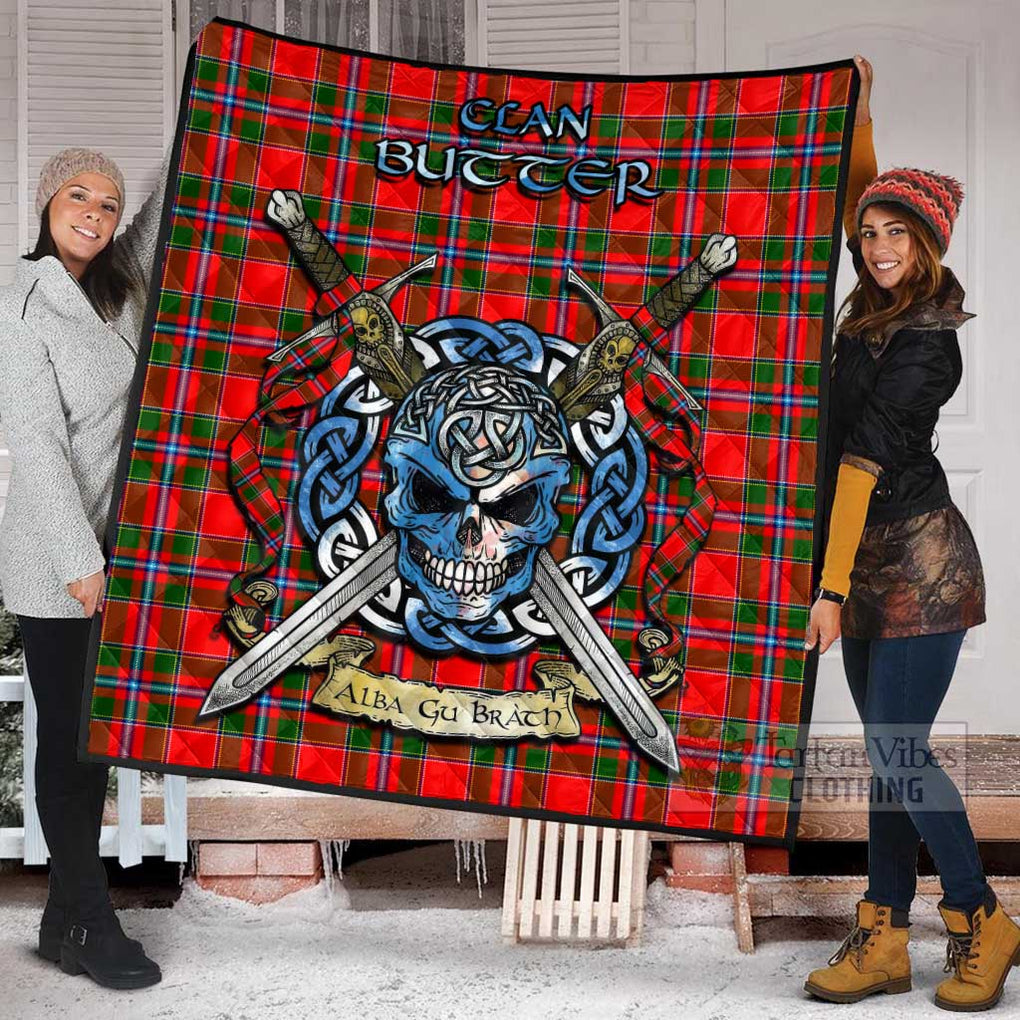 Butter Tartan Quilt with Celtic Skull Alba Gu Brath Style - Tartan Vibes Clothing