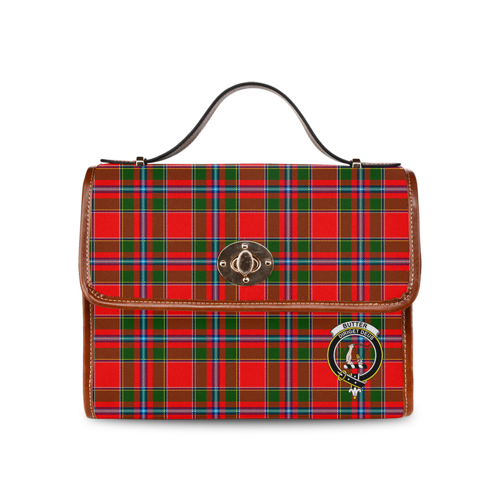 Butter Tartan Leather Strap Waterproof Canvas Bag with Family Crest