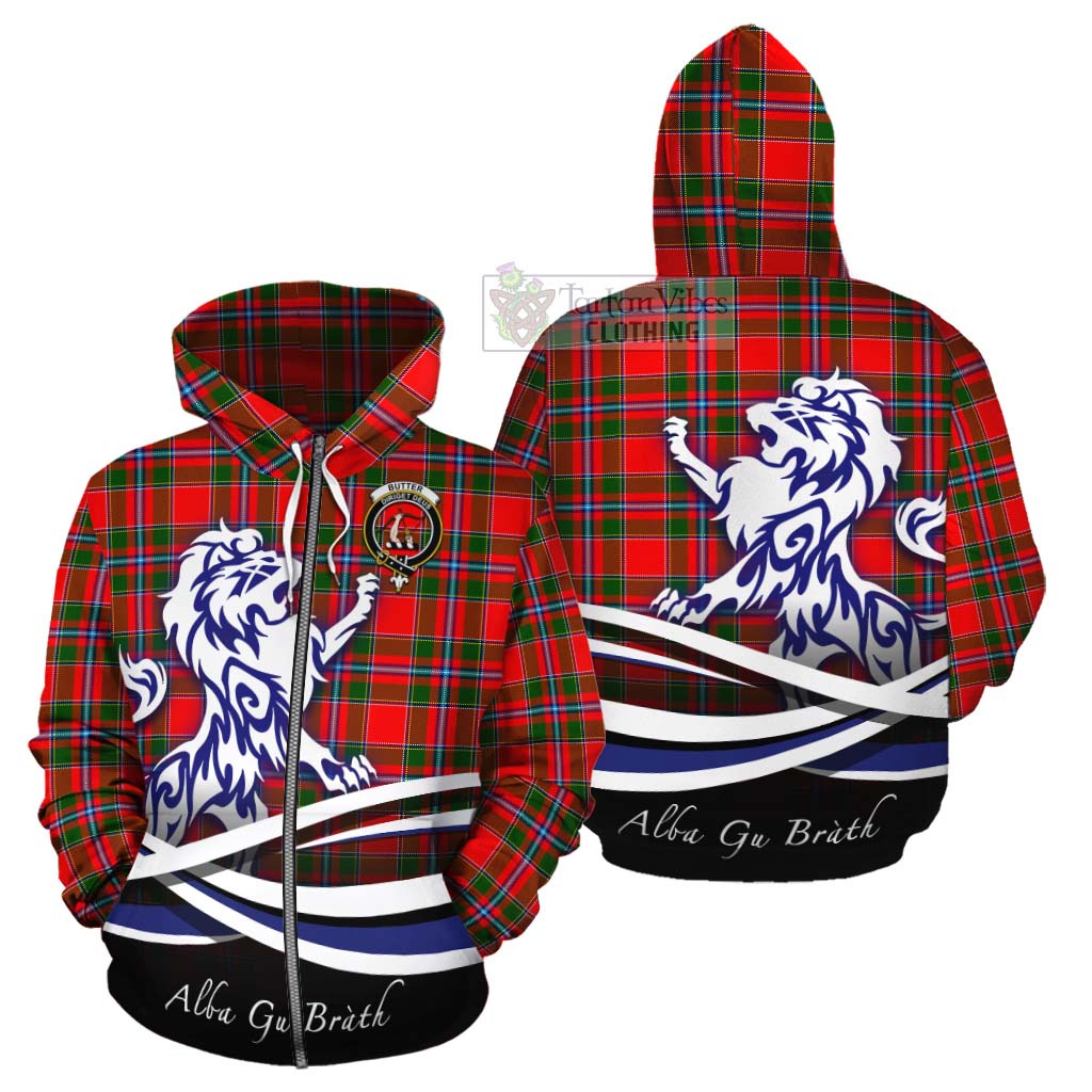 Butter Tartan Cotton Hoodie with Alba Gu Brath Regal Lion Emblem - Tartan Vibes Clothing