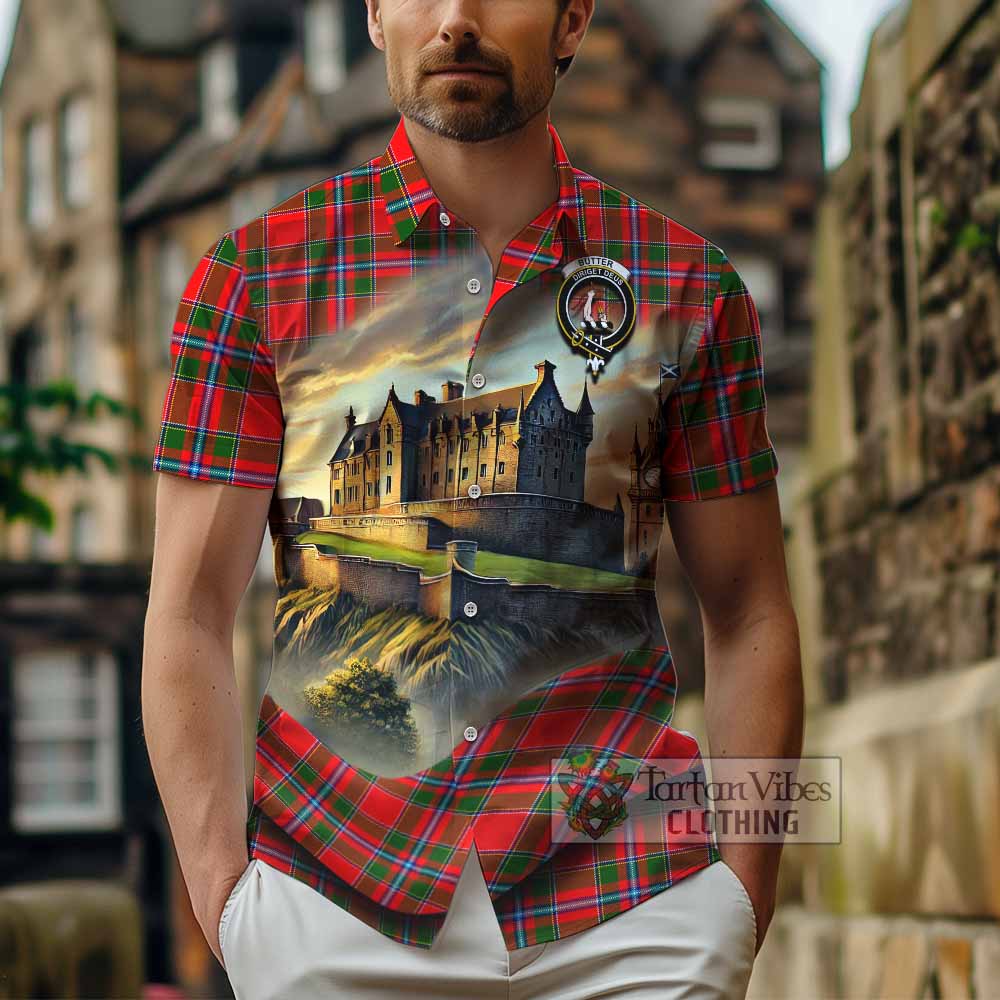 Butter Tartan Family Crest Hawaiian Shirt with Scottish Ancient Castle Style - Tartan Vibes Clothing