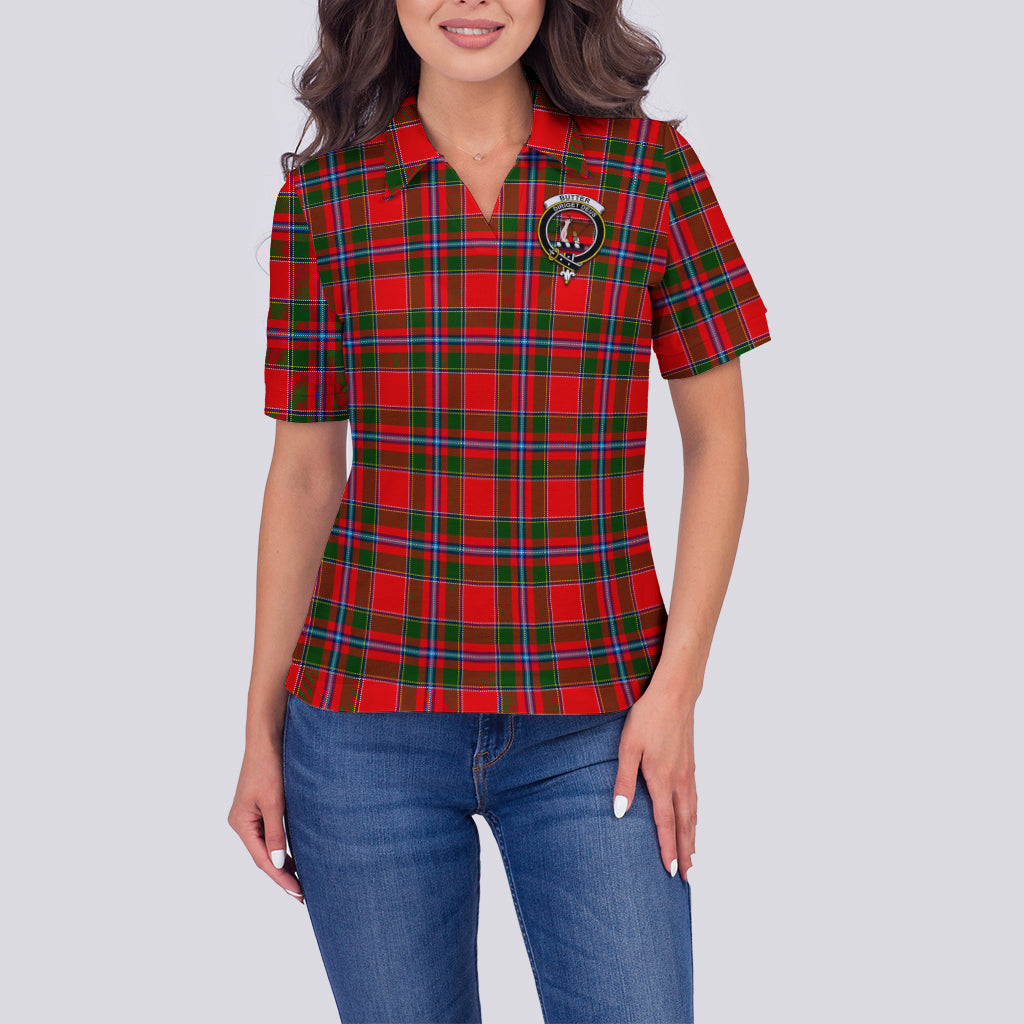 Butter Tartan Polo Shirt with Family Crest For Women