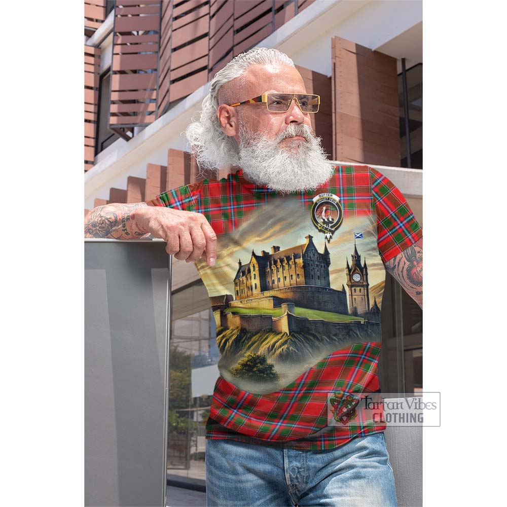 Butter Tartan Family Crest Cotton T-shirt with Scottish Ancient Castle Style - Tartan Vibes Clothing