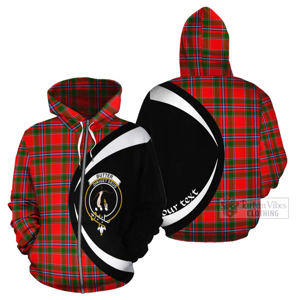 Butter Tartan Cotton Hoodie with Family Crest Circle Style - Tartan Vibes Clothing