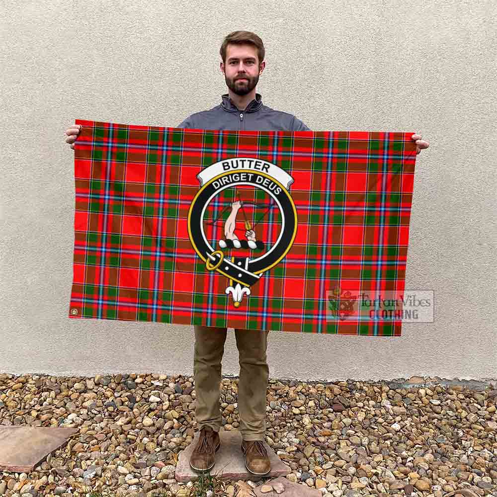 Tartan Vibes Clothing Butter Tartan House Flag with Family Crest