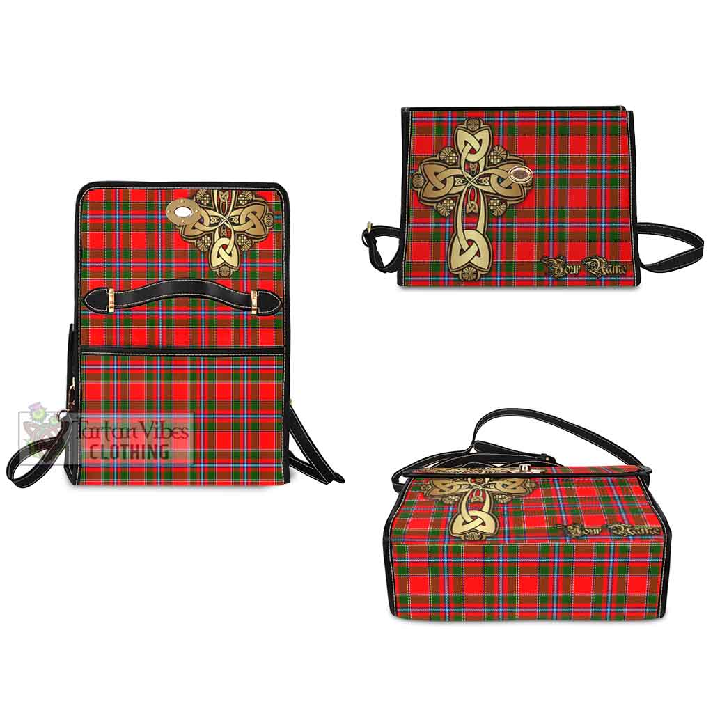 Tartan Vibes Clothing Butter Tartan Waterproof Canvas Bag Golden Thistle Celtic Cross Style
