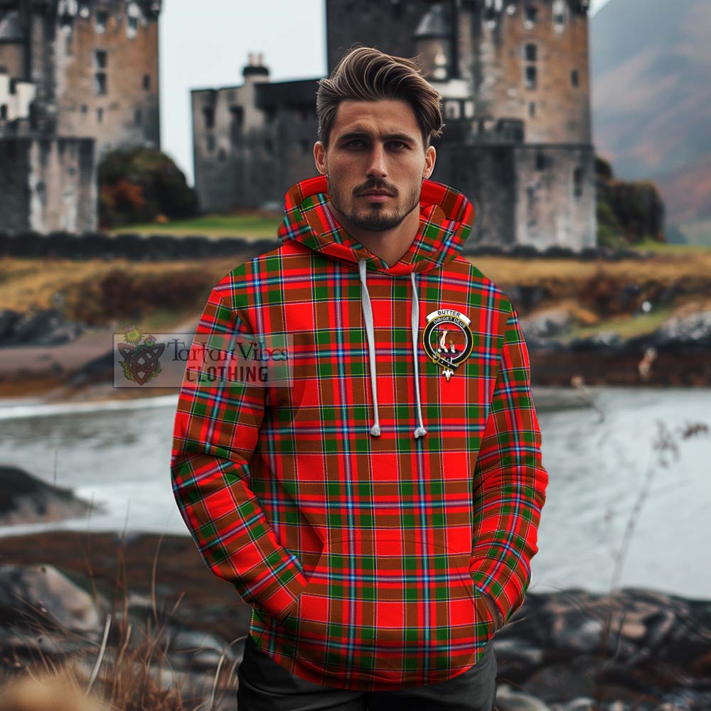 Butter Tartan Cotton Hoodie with Family Crest Celtic Skull Style - Tartan Vibes Clothing