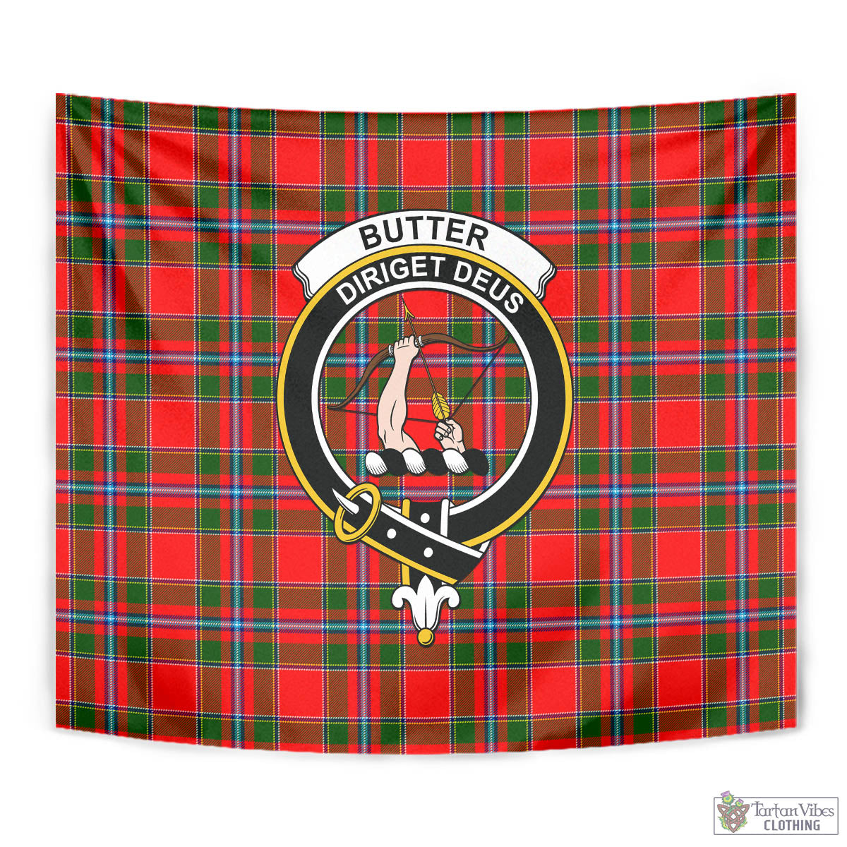Tartan Vibes Clothing Butter Tartan Tapestry Wall Hanging and Home Decor for Room with Family Crest