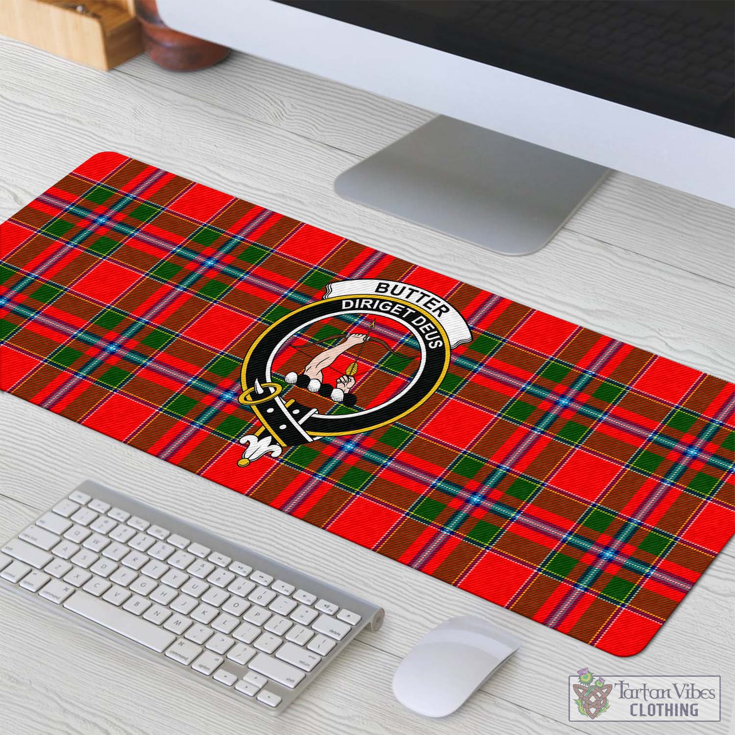 Tartan Vibes Clothing Butter Tartan Mouse Pad with Family Crest
