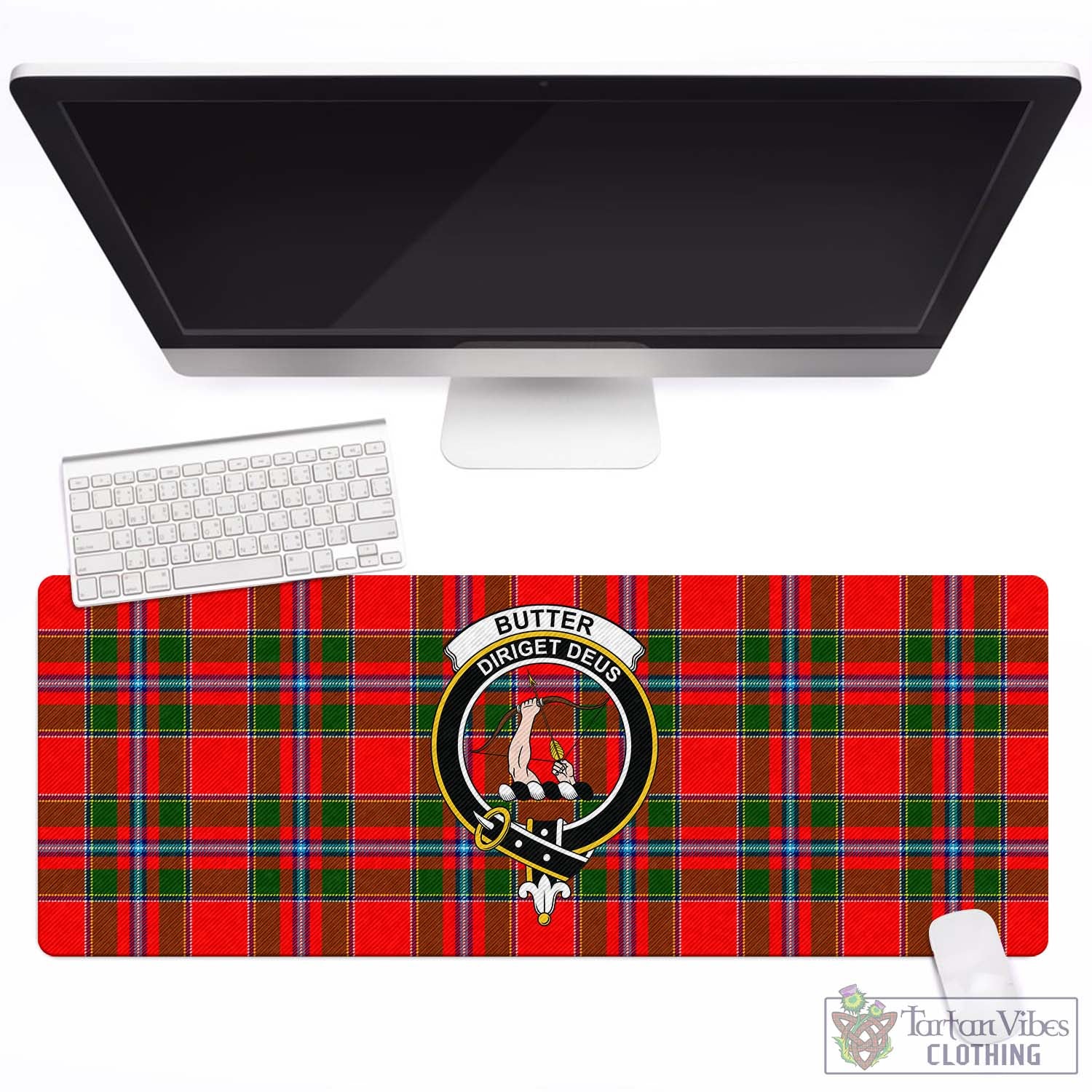 Tartan Vibes Clothing Butter Tartan Mouse Pad with Family Crest