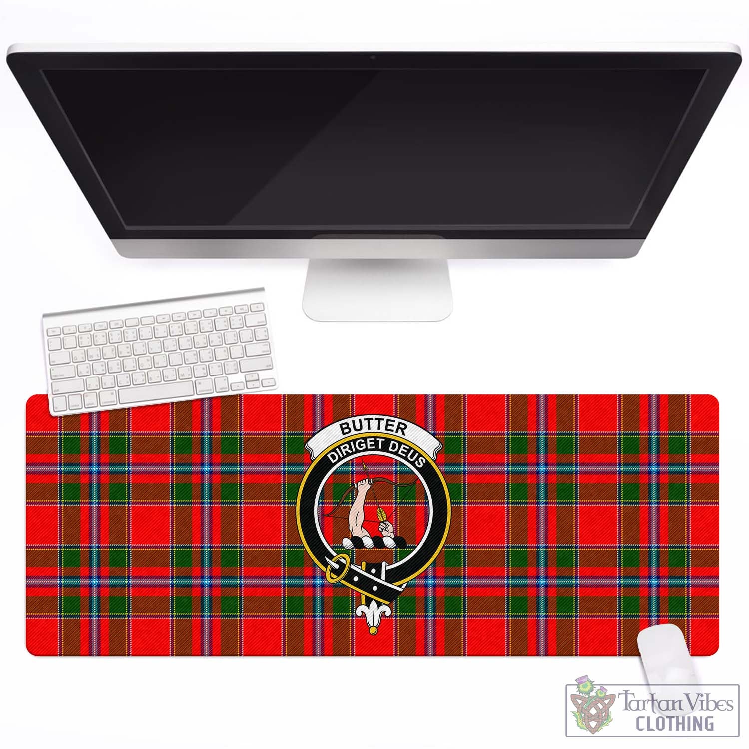 Tartan Vibes Clothing Butter Tartan Mouse Pad with Family Crest