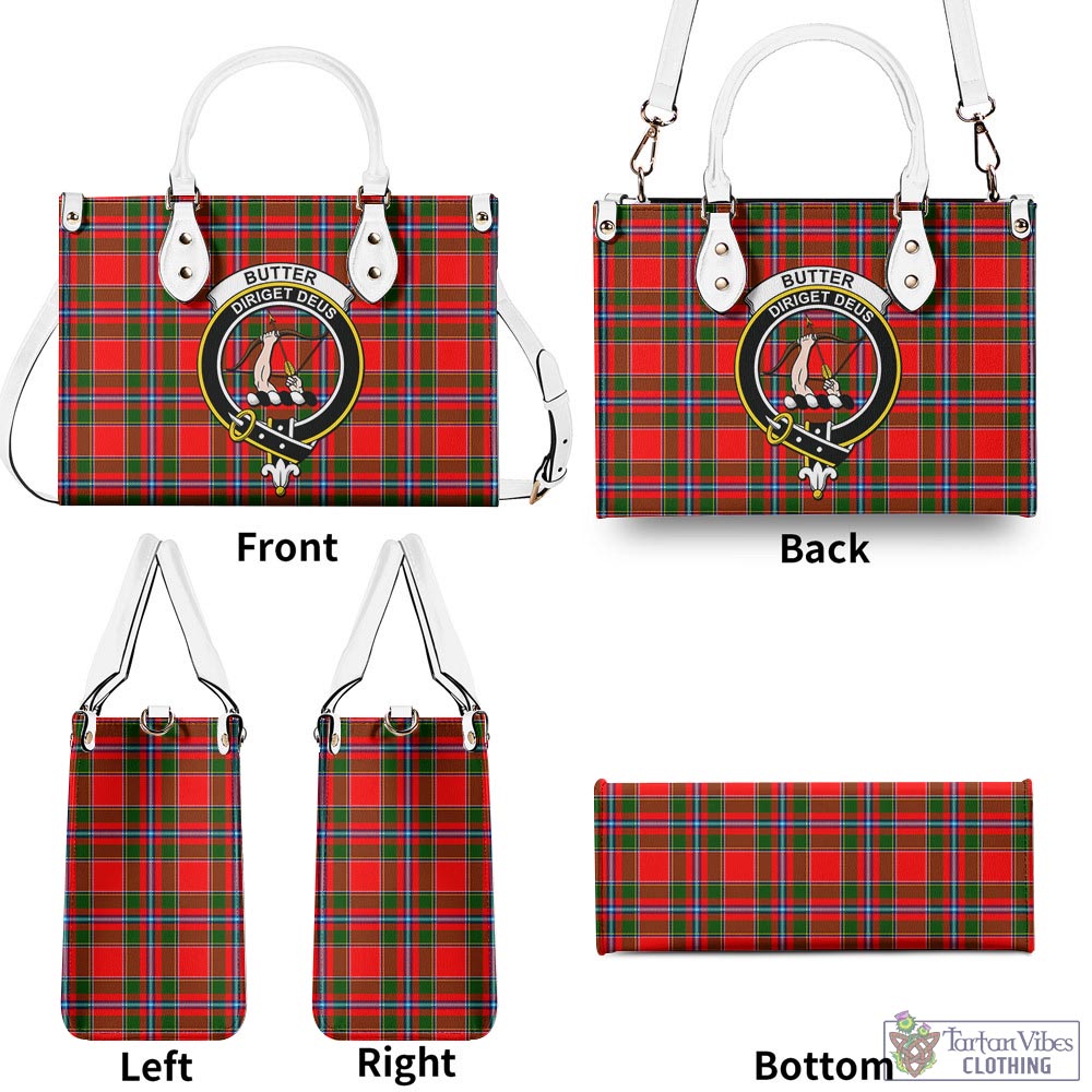 Tartan Vibes Clothing Butter Tartan Luxury Leather Handbags with Family Crest