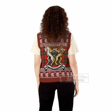Butter Clan Tartan Crest Christmas Knitted V-Neck Vest Coat of Arms Funny Style