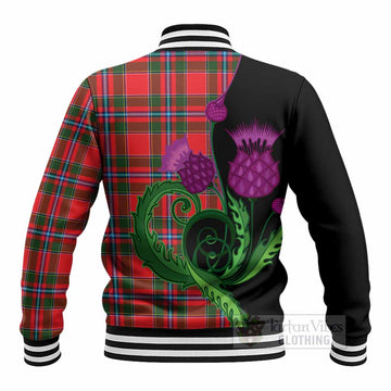 Butter Tartan Baseball Jacket Traditional Scottish Thistle