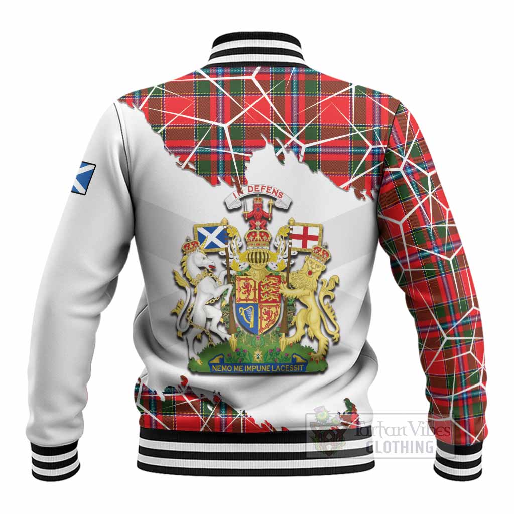 Butter Tartan Baseball Jacket with Family Crest and Lion Rampant Grunge Style