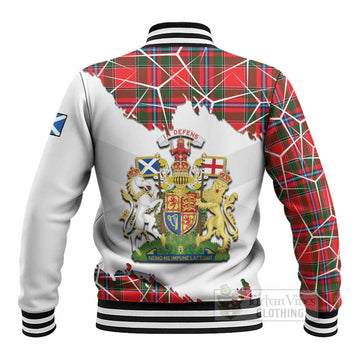 Butter Tartan Baseball Jacket with Family Crest and Lion Rampant Grunge Style