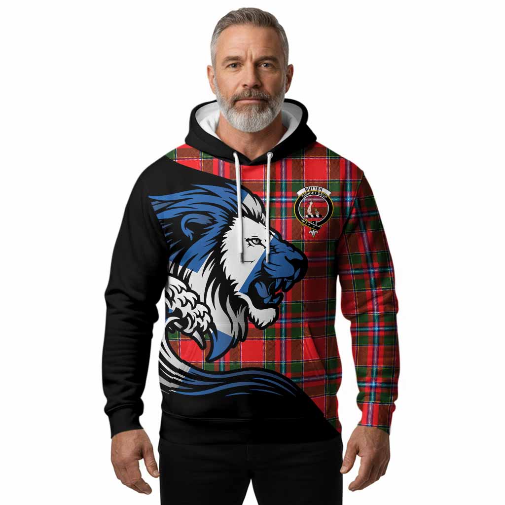 Butter Tartan Crest Hoodie Scottish Golden Lions Wave Flow