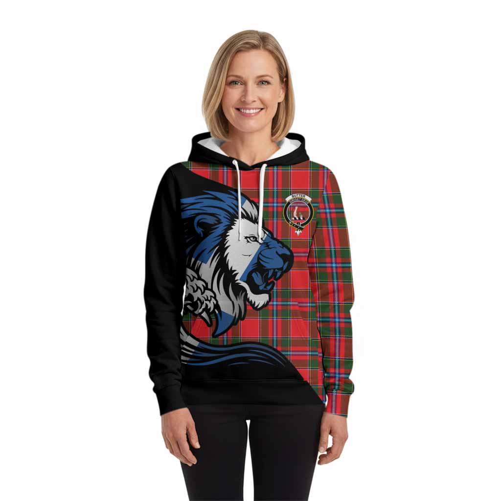 Butter Tartan Crest Hoodie Scottish Golden Lions Wave Flow