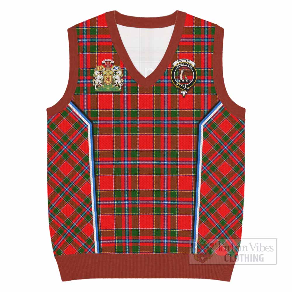 Butter Tartan Crest Knitted V-Neck Vest Scotland Coat of Arm Flag Style - Tartan Vibes Clothing