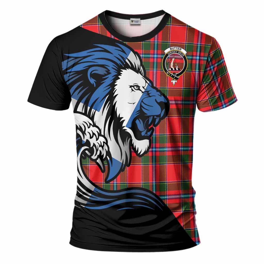 Butter Tartan Crest T-Shirt Scottish Golden Lions Wave Flow