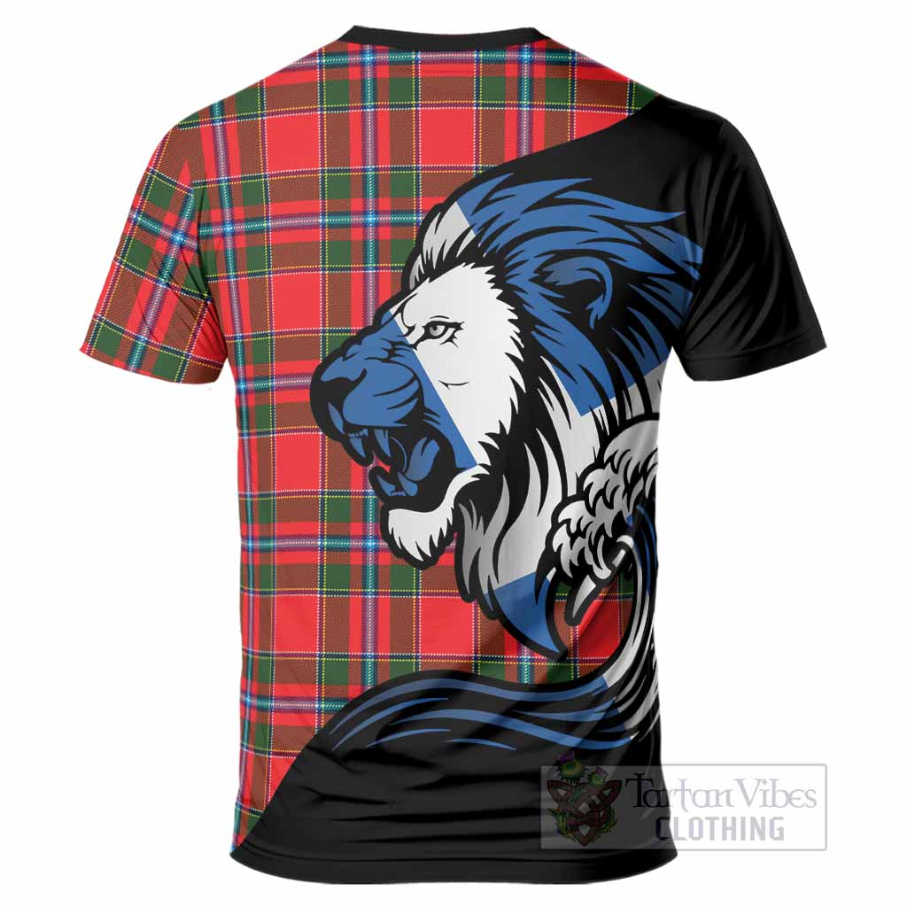 Butter Tartan Crest T-Shirt Scottish Golden Lions Wave Flow
