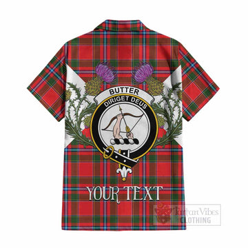 Butter Tartan Family Crest Cotton Hawaiian Shirt Scottish Burns Night Thistle Floral