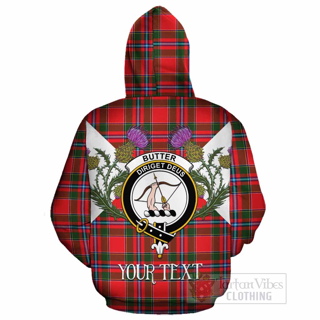 Butter Tartan Family Crest Cotton Hoodie Scottish Burns Night Thistle Floral