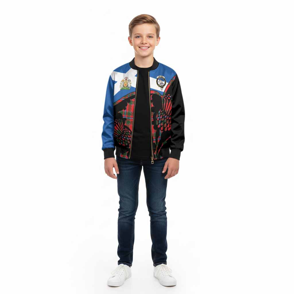 Butter Tartan Family Crest Kid Bomber Jacket Scotland Thistle Floral Flag Style