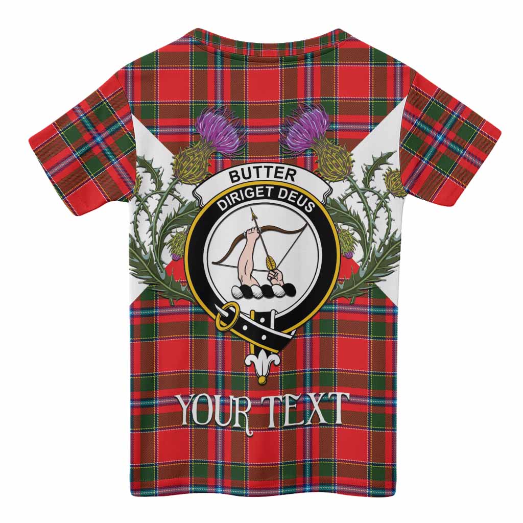 Butter Tartan Family Crest Kid T-shirt Scottish Burns Night Thistle Floral
