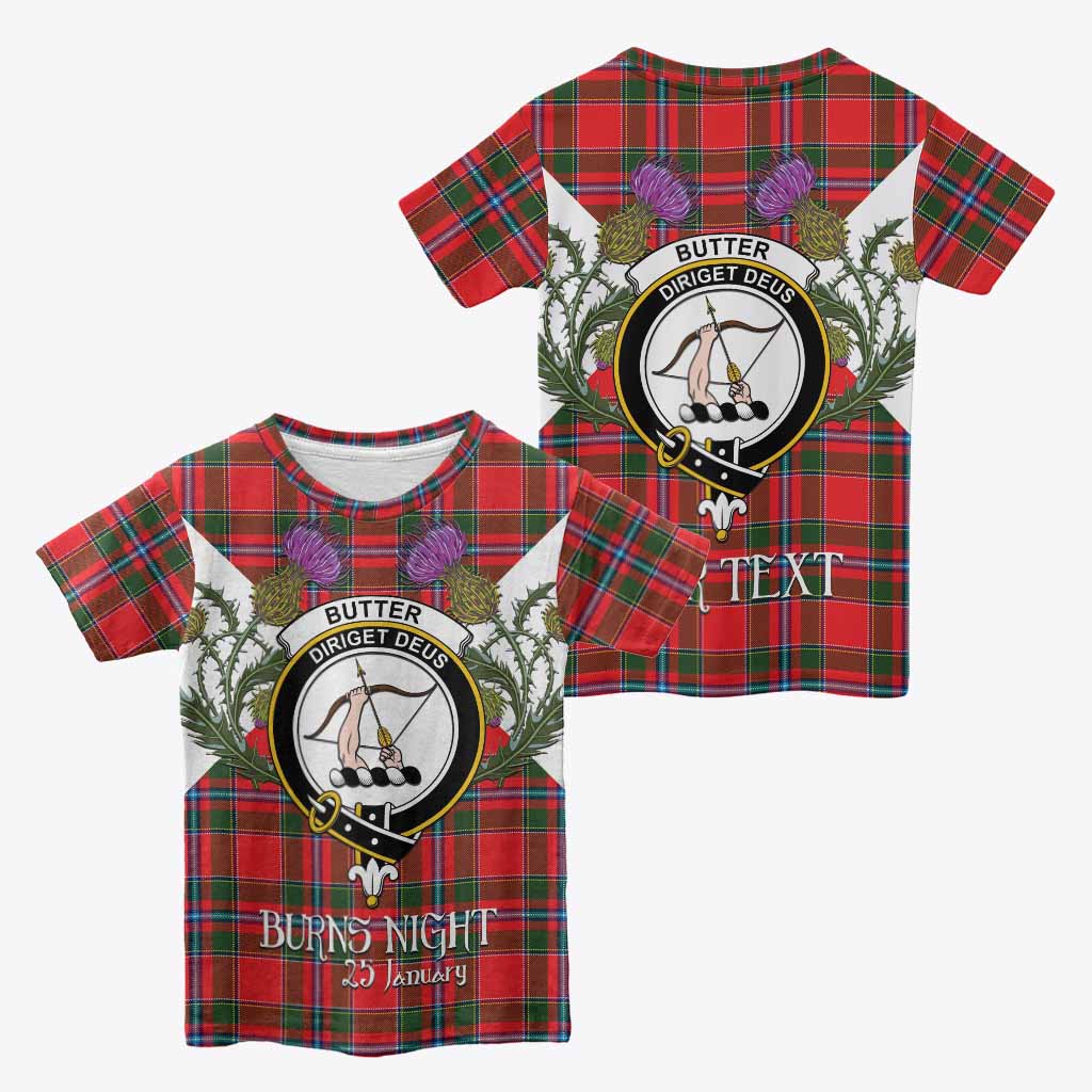 Butter Tartan Family Crest Kid T-shirt Scottish Burns Night Thistle Floral