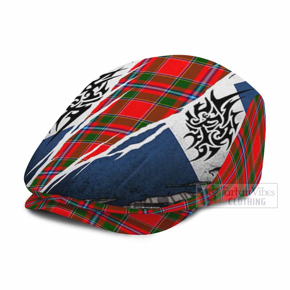 Butter Tartan Flat Cap, Jeff Cap Scotland Flag Ripped Tribal Design