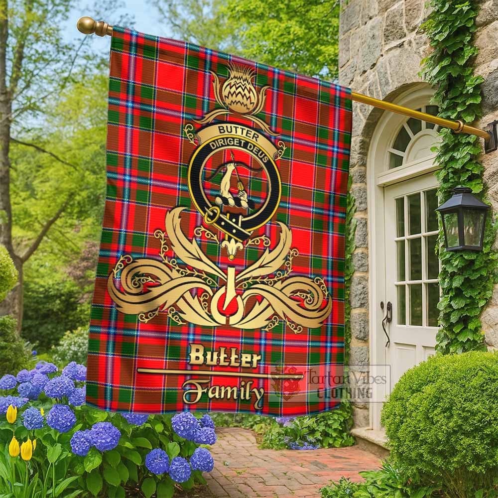 Butter Tartan Garden Flag with Highland Thistle Cherish Family Crest Style - Tartan Vibes Clothing