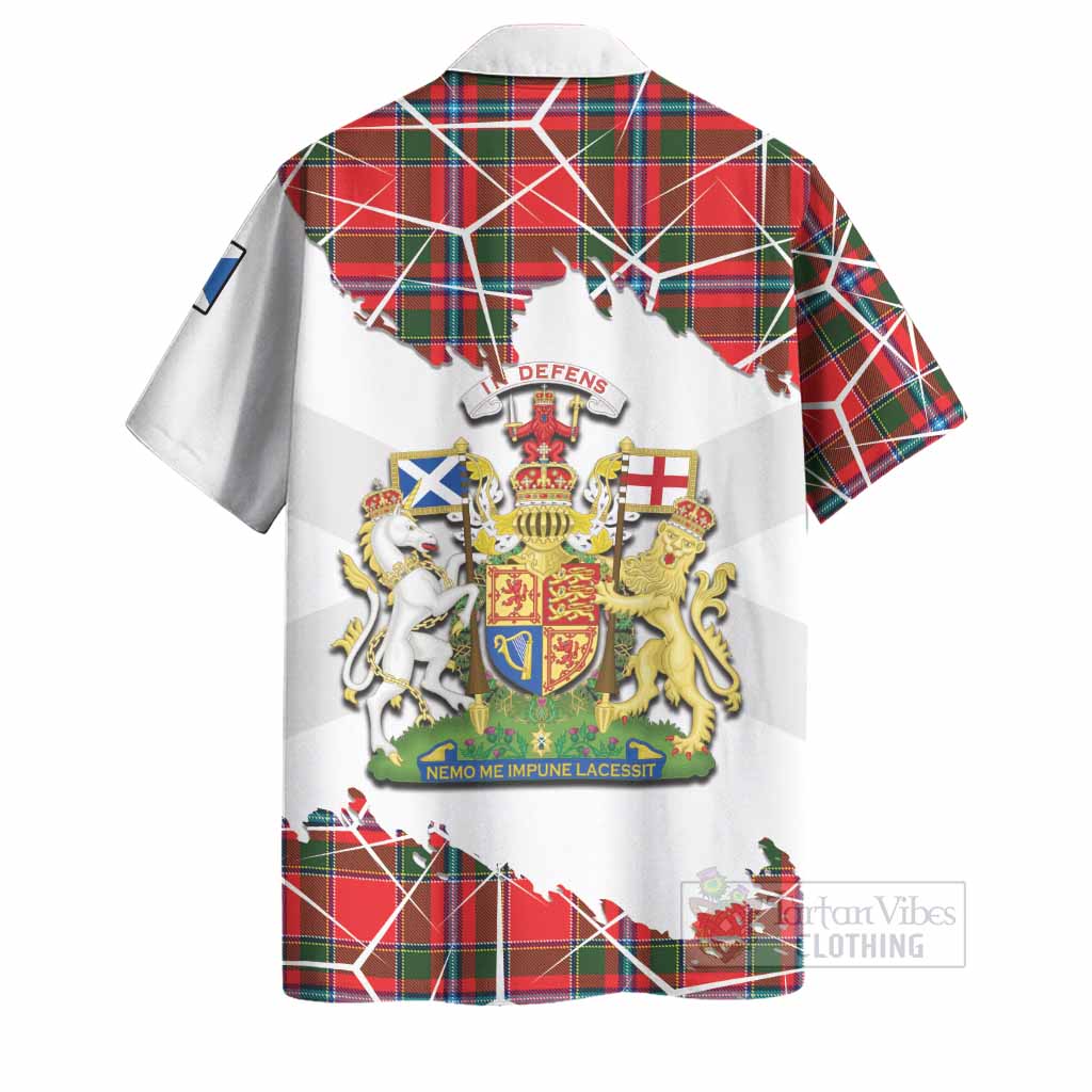 Butter Tartan Hawaiian Shirt with Family Crest and Lion Rampant Grunge Style