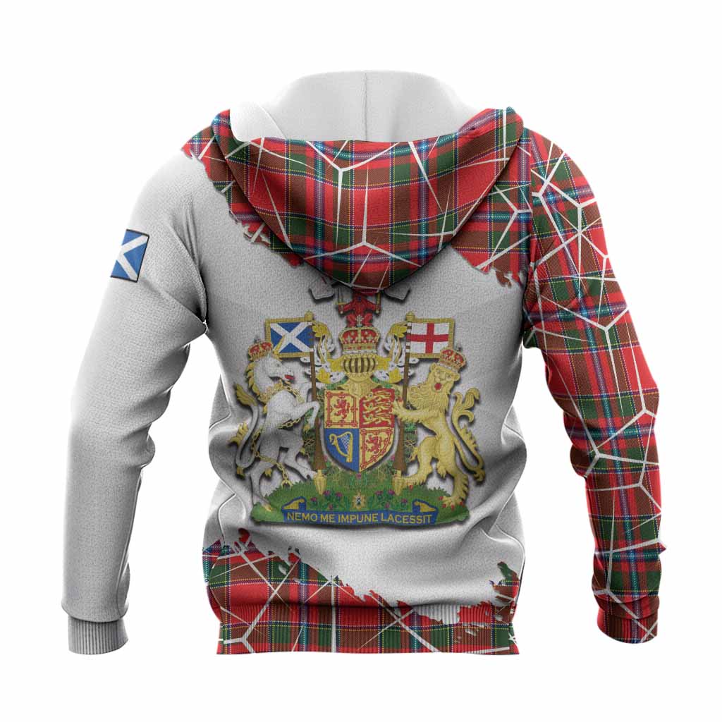 Butter Tartan Knitted Hoodie with Family Crest and Lion Rampant Grunge Style
