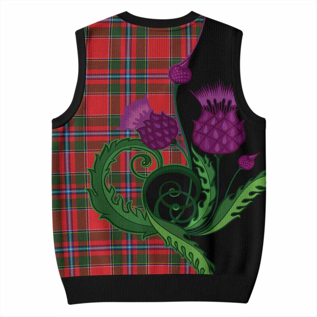 Butter Tartan Knitted V-Neck Vest Traditional Scottish Thistle