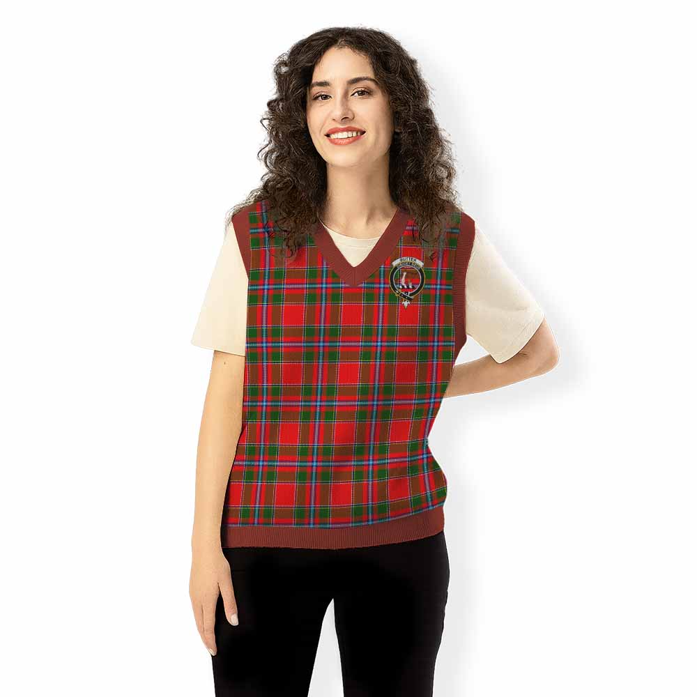 Butter Tartan Knitted V-Neck Vest with Family Crest - Tartan Vibes Clothing