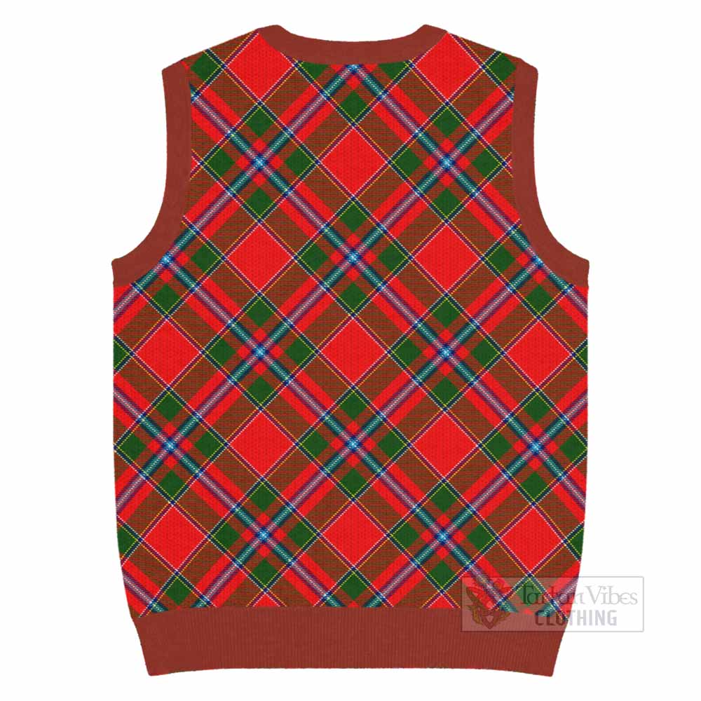 Butter Tartan Knitted V-Neck Vest with Family Crest Cross Style
