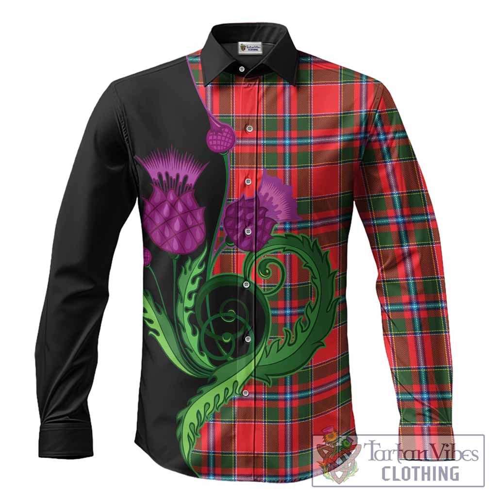Butter Tartan Long Sleeve Button Shirts Traditional Scottish Thistle