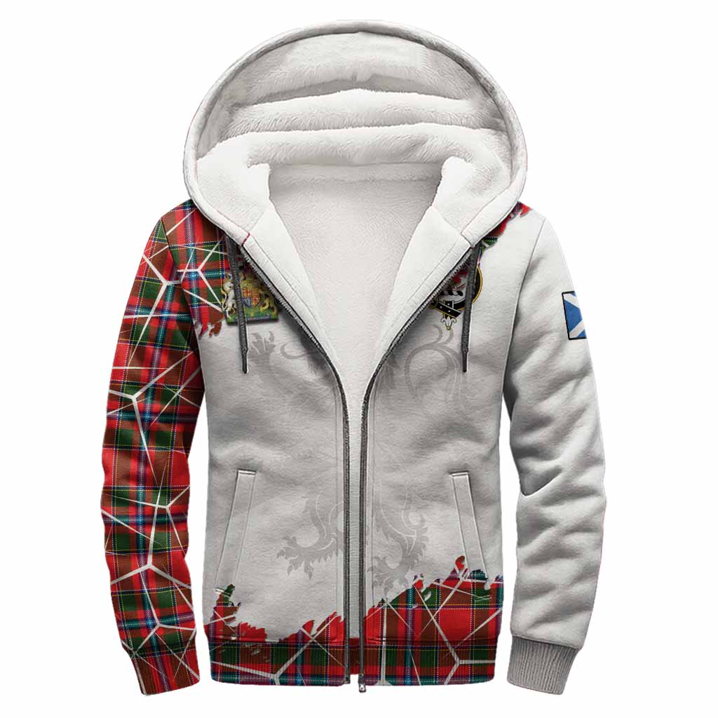 Butter Tartan Sherpa Hoodie with Family Crest and Lion Rampant Grunge Style