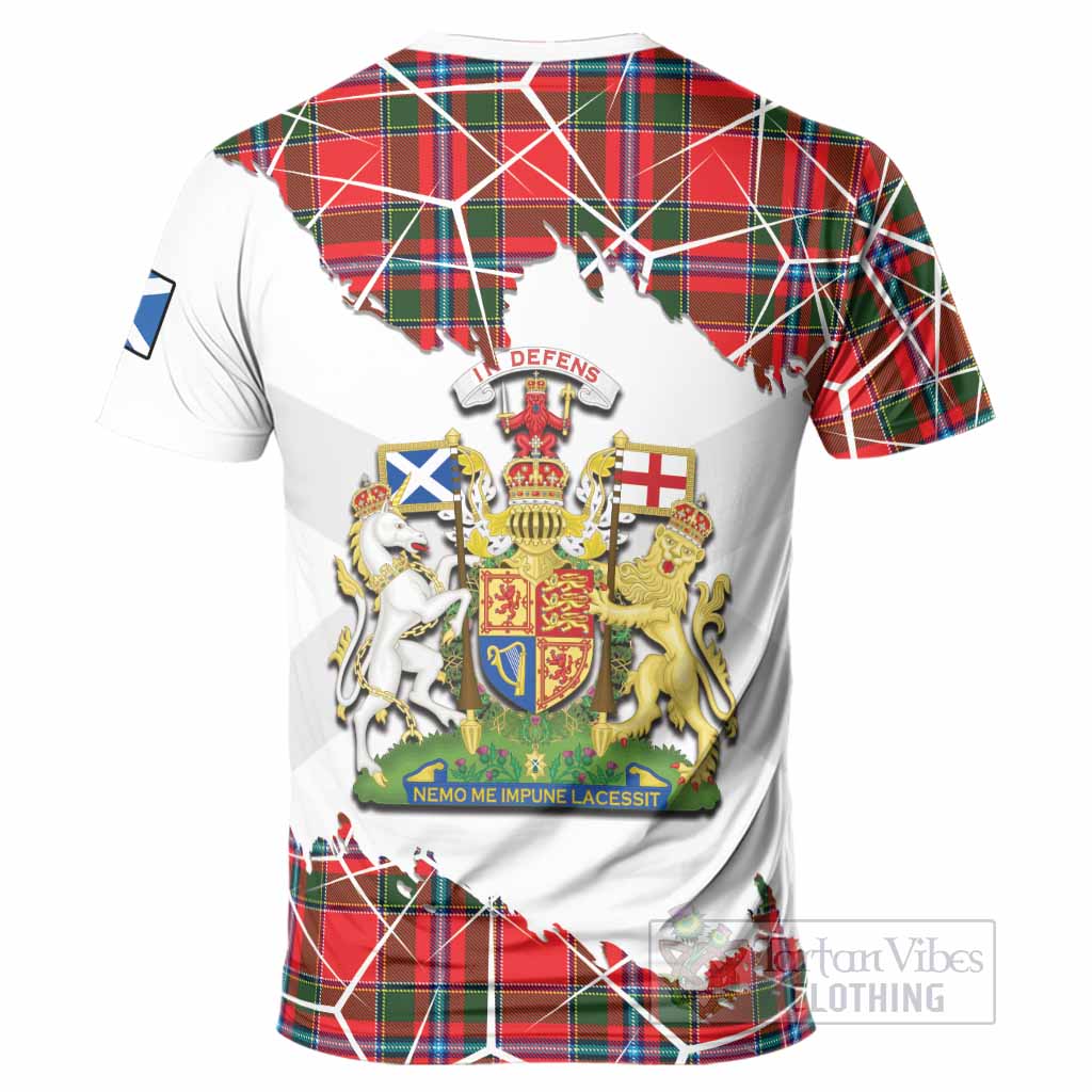 Butter Tartan T-Shirt with Family Crest and Lion Rampant Grunge Style