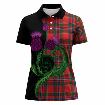 Butter Tartan Women Polo Shirt Traditional Scottish Thistle