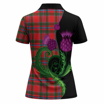 Butter Tartan Women Polo Shirt Traditional Scottish Thistle