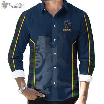 (Customer's Request) Black Watch Tartan Long Sleeve Button Up Shirt with Lion Rampant Vibes Sport Style