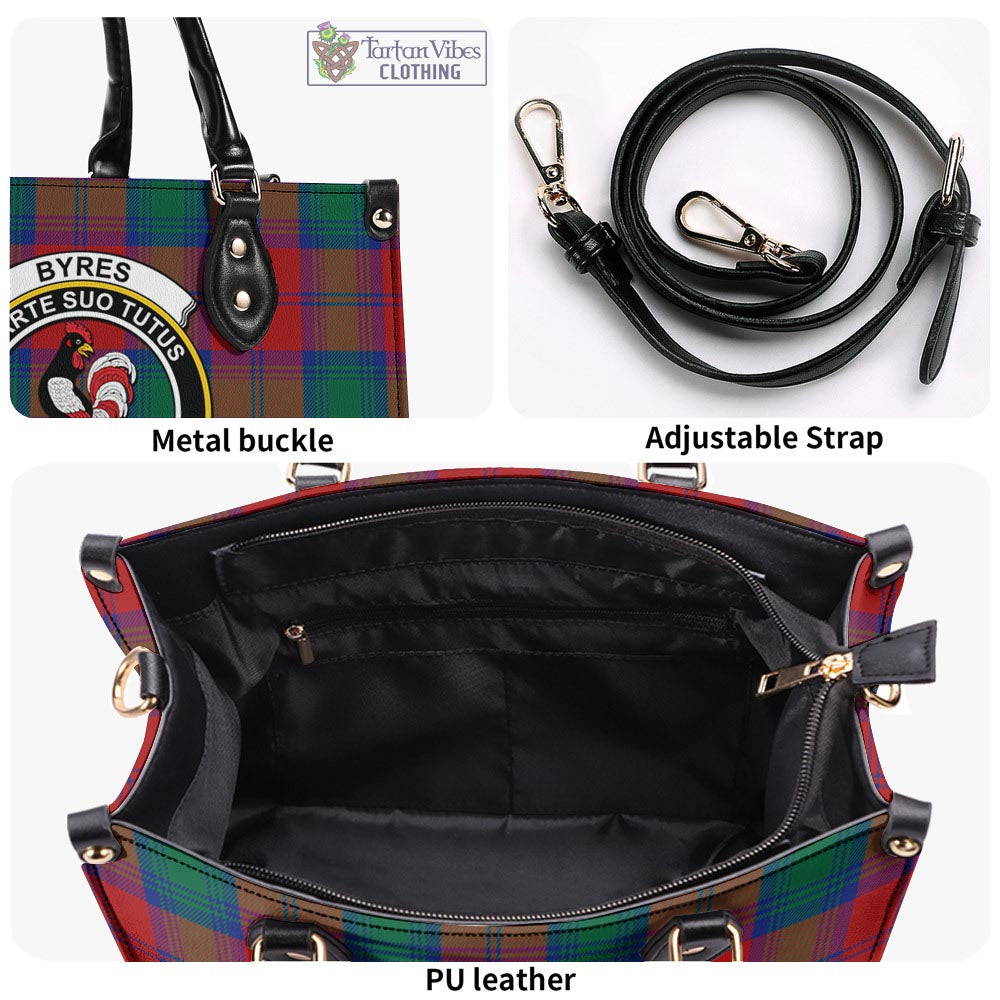 Byres (Byses) Tartan Luxury Leather Handbags with Family Crest - Tartan Vibes Clothing