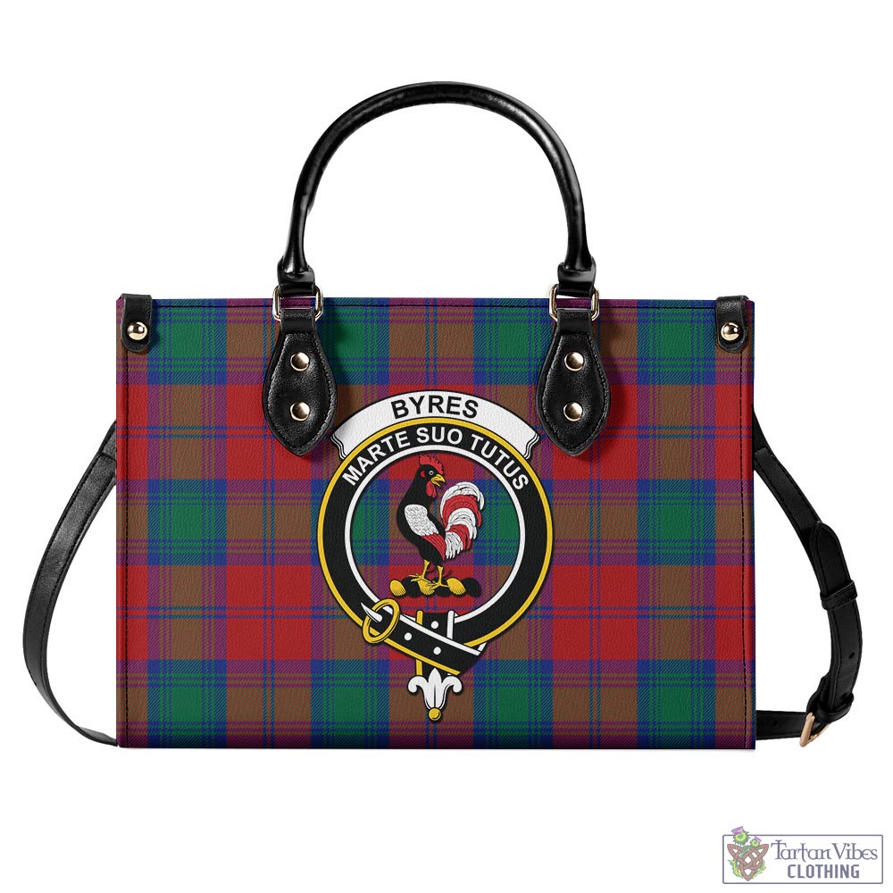 Byres (Byses) Tartan Luxury Leather Handbags with Family Crest - Tartan Vibes Clothing